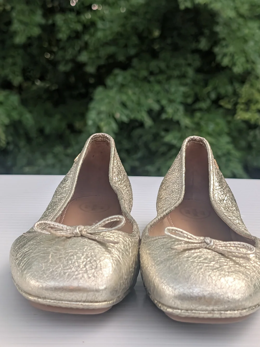 Tory Burch Laila Metallic Gold Bow Ballet Flats